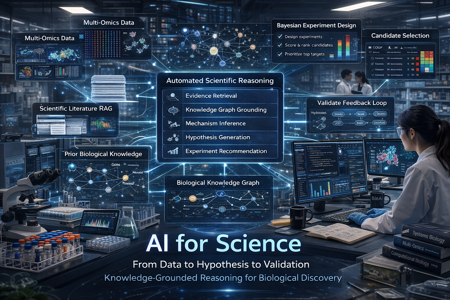 Visualization representing AI for Science research